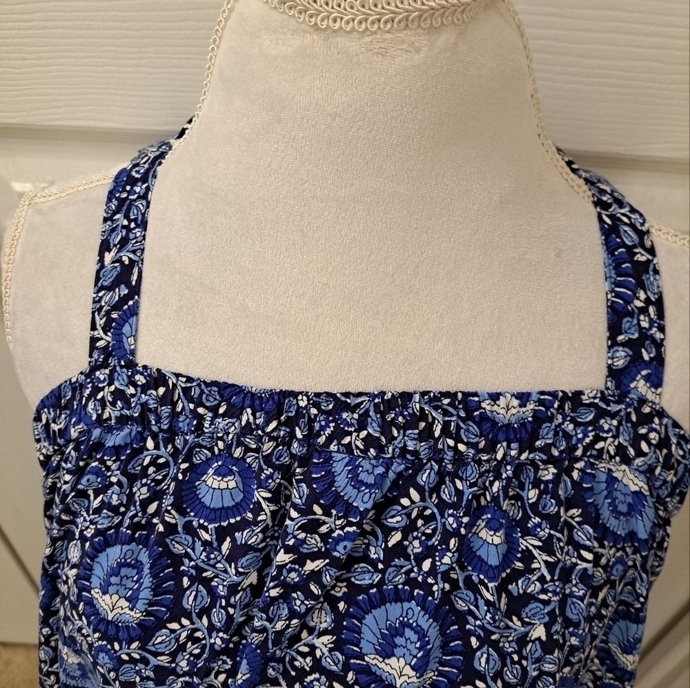 Boho Floral Dark Sea Blue Maxi Dress    Size M - Picture 6 of 10